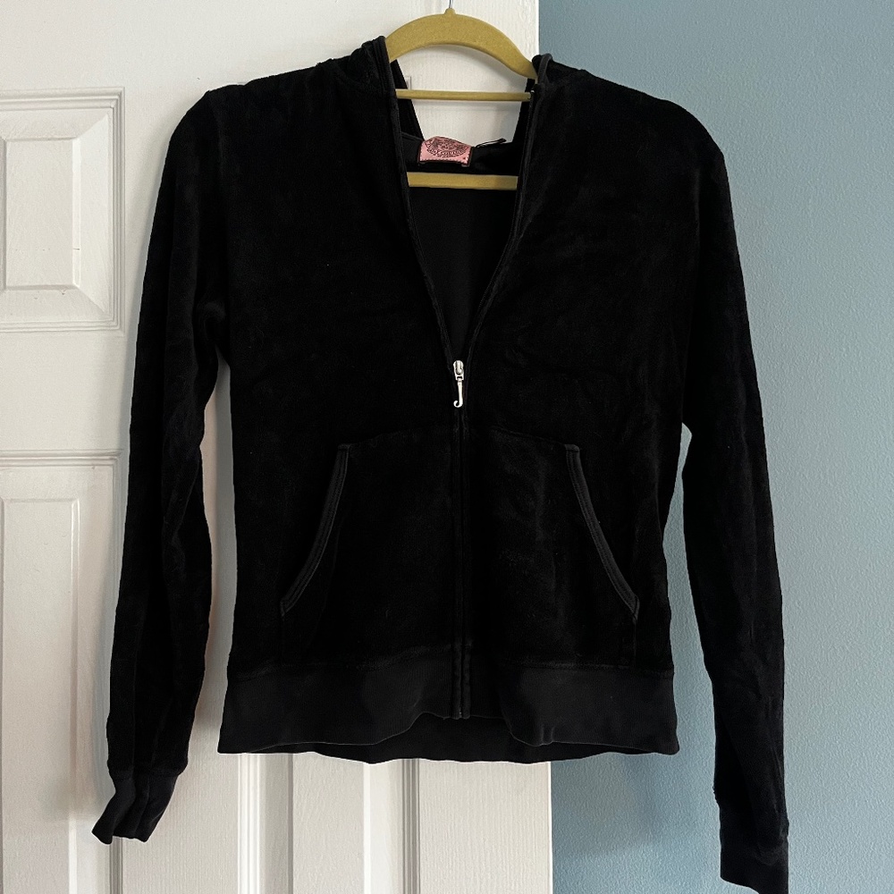 Juicy Couture Black Terry Hoodie Beach Club